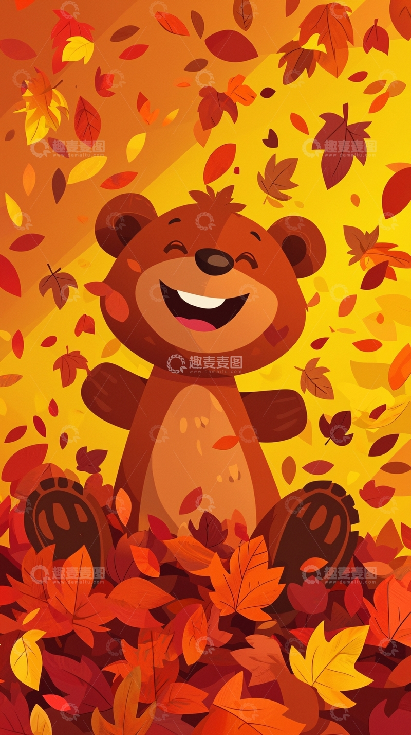 高清大图下载【趣麦麦图】秋日小熊