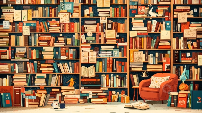 高清大图下载【趣麦麦图】书架上的满满书籍