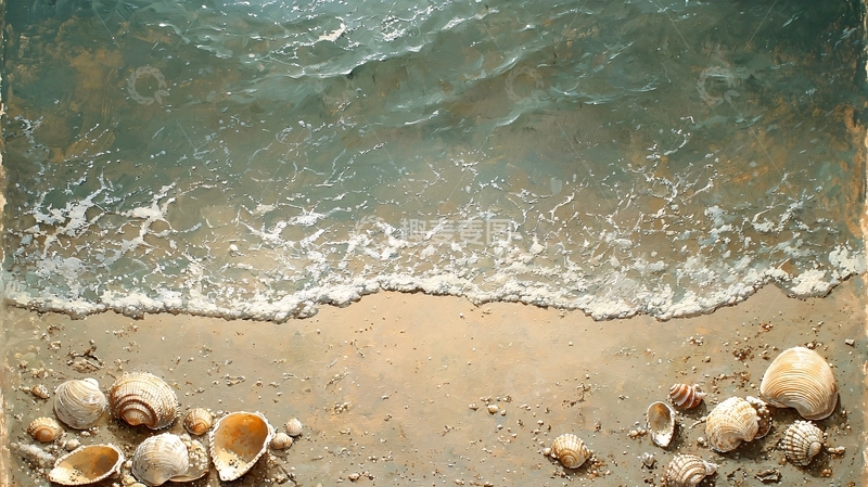 高清大图下载【趣麦麦图】海浪拍打沙滩