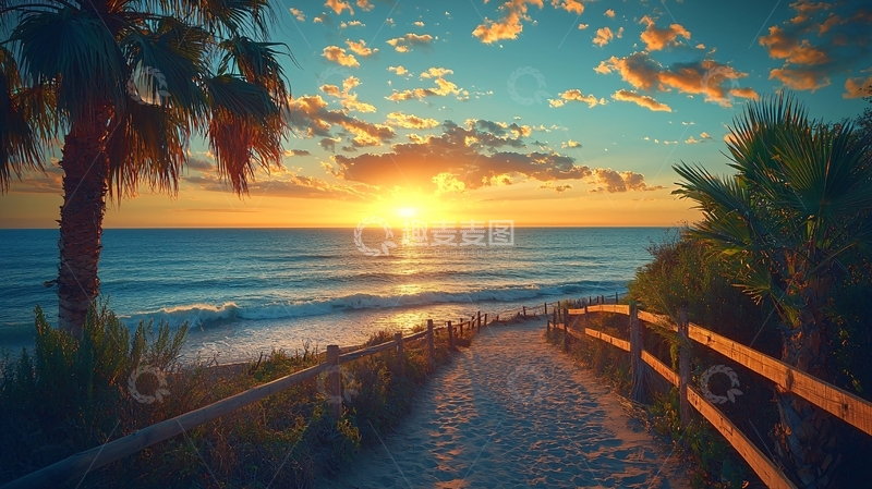 高清大图下载【趣麦麦图】海边日落美景