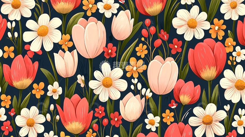 高清大图下载【趣麦麦图】繁花盛开的背景图案