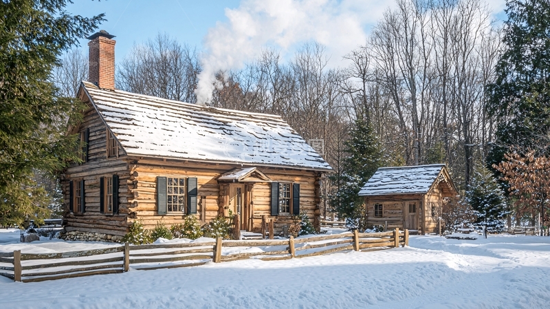 高清大图下载【趣麦麦图】雪中木屋