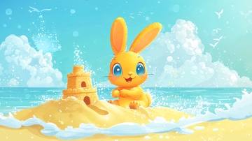 沙滩上的小兔子