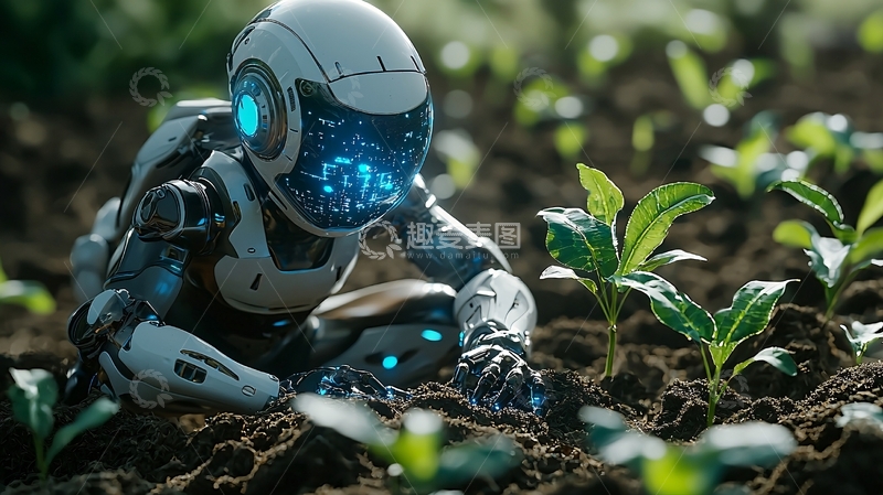 高清大图下载【趣麦麦图】机器人种植幼苗