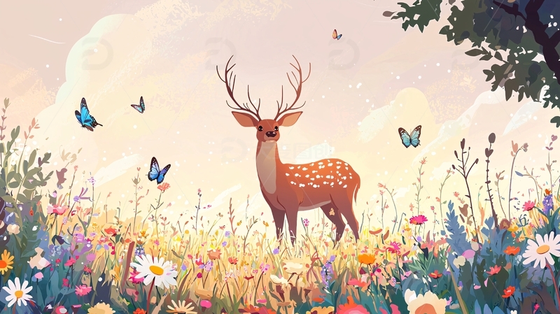 花田里的梅花鹿