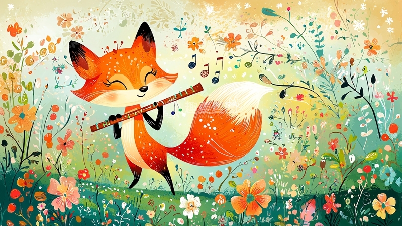 高清大图下载【趣麦麦图】小狐狸吹笛子