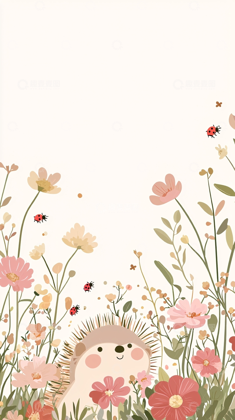 高清大图下载【趣麦麦图】可爱刺猬花田