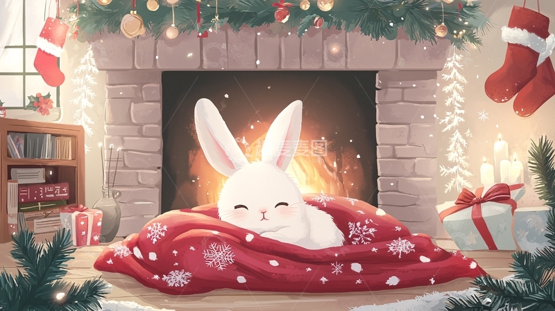 高清大图下载【趣麦麦图】圣诞兔子