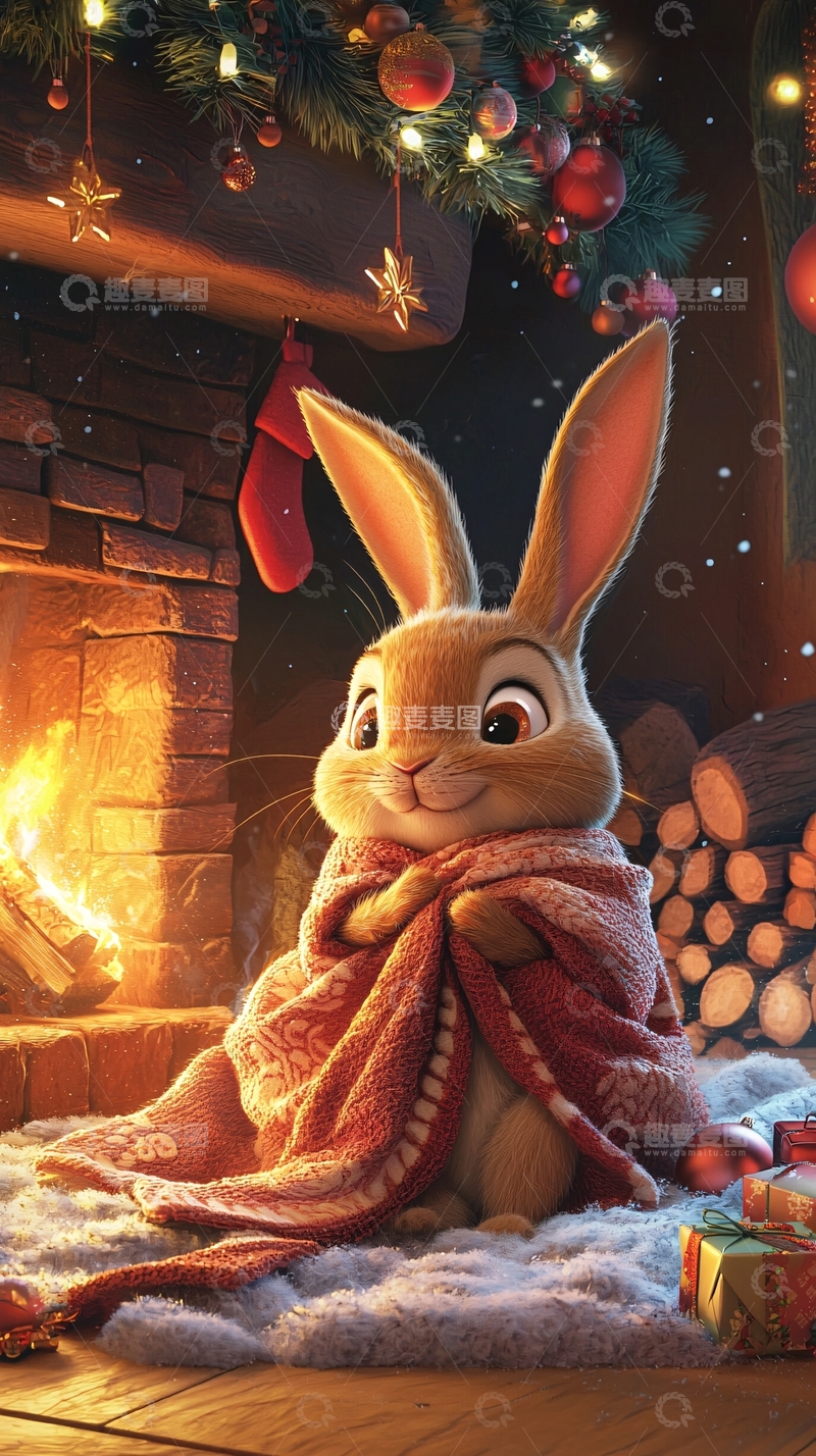 高清大图下载【趣麦麦图】圣诞兔子