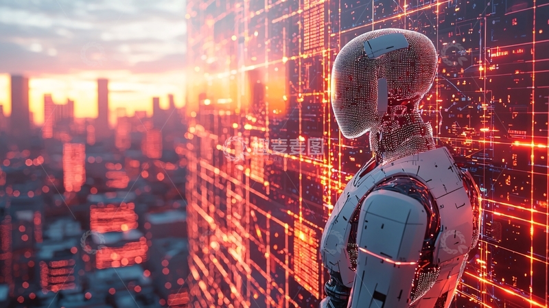 高清大图下载【趣麦麦图】未来城市中的机器人
