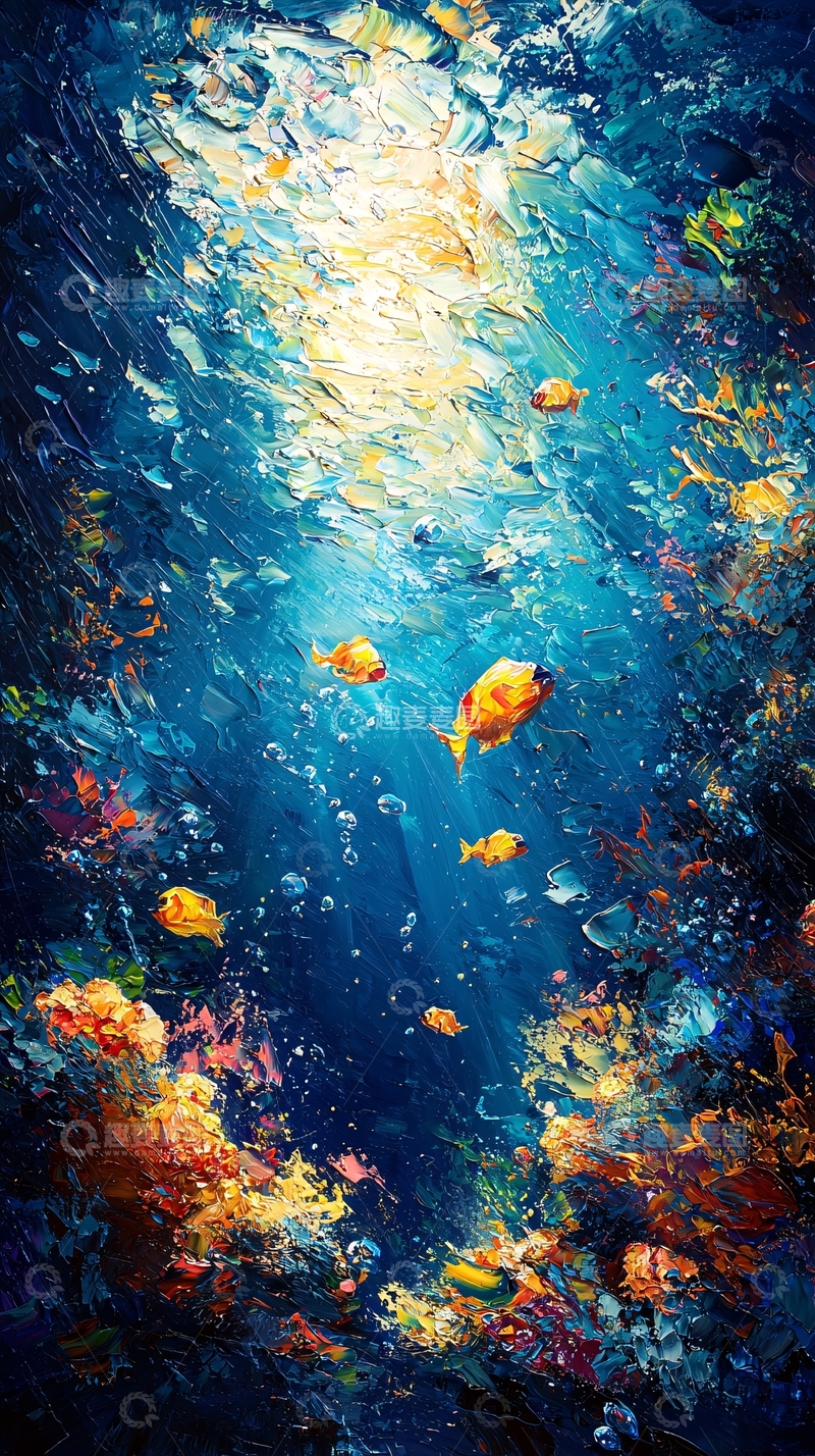 高清大图下载【趣麦麦图】海底世界油画风格
