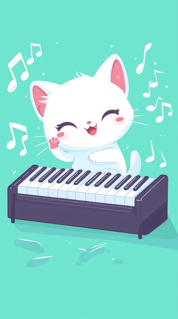 可爱猫咪弹钢琴