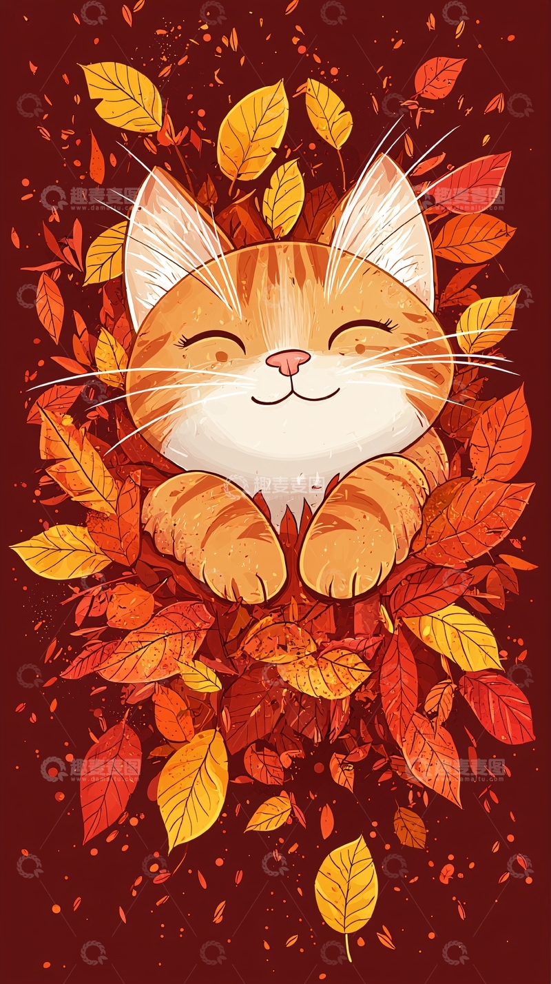 高清大图下载【趣麦麦图】秋天猫咪