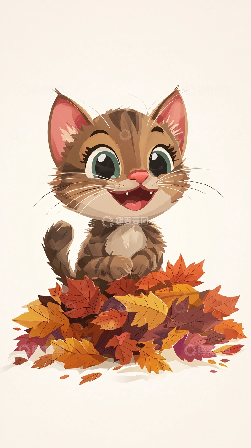 高清大图下载【趣麦麦图】可爱卡通小猫