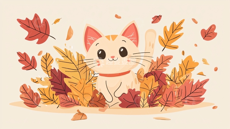 高清大图下载【趣麦麦图】秋天猫咪