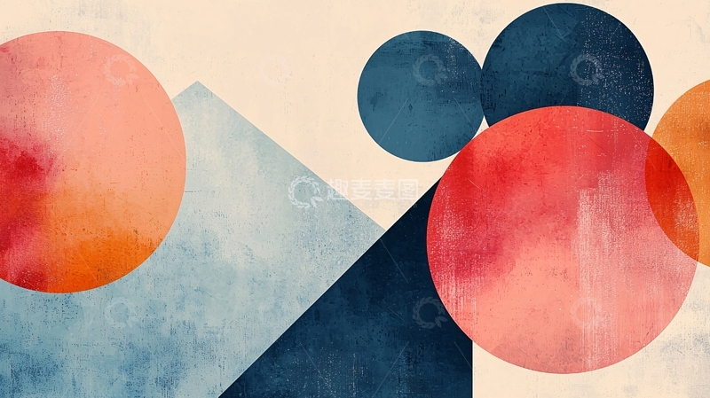 高清大图下载【趣麦麦图】几何形状水彩抽象图案