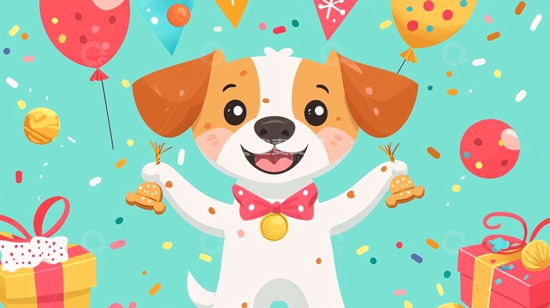 高清大图下载【趣麦麦图】可爱狗狗生日派对