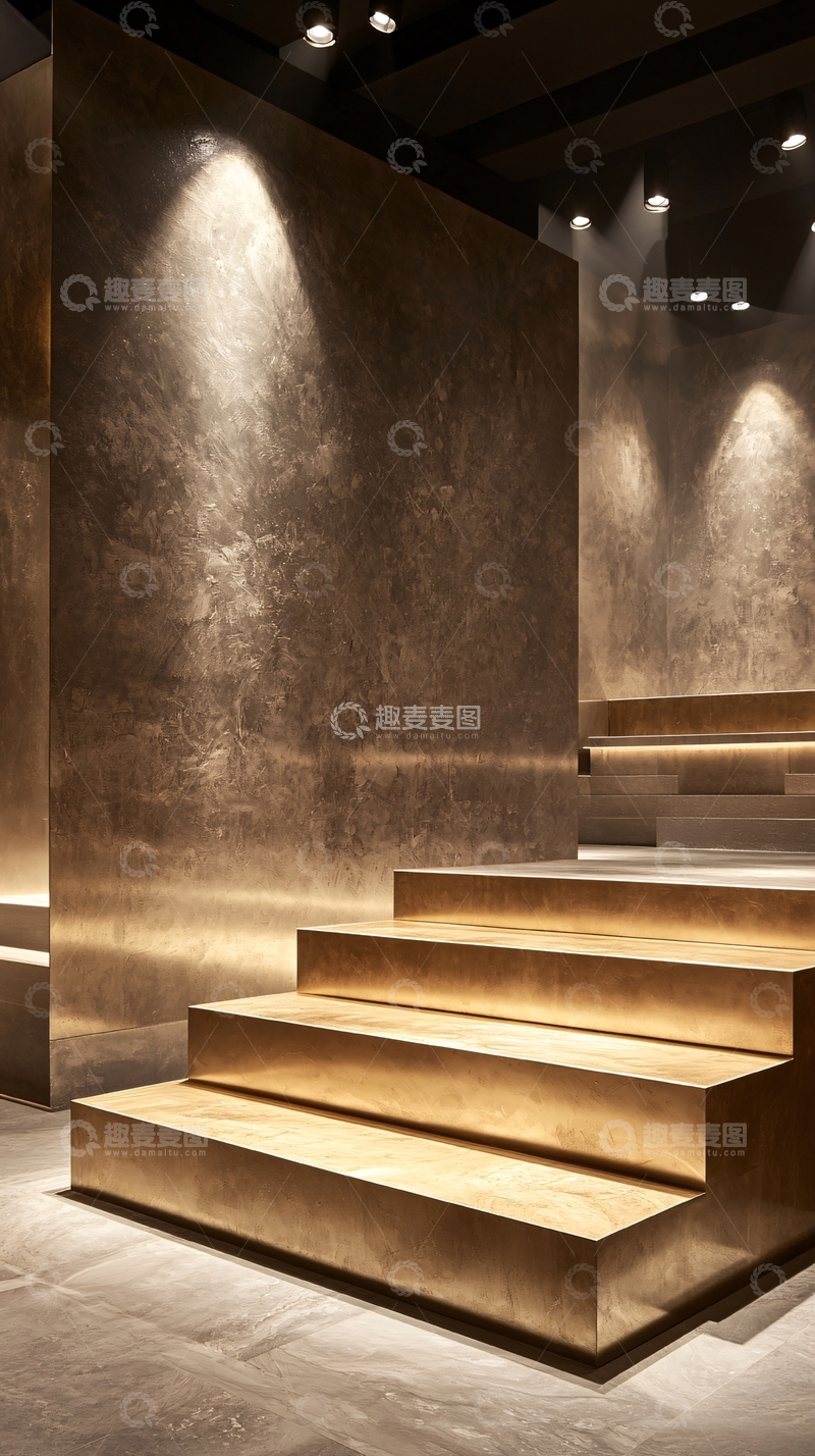 高清大图下载【趣麦麦图】金色现代楼梯