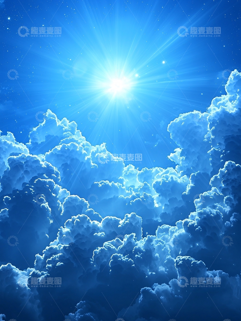 高清大图下载【趣麦麦图】云朵上方闪耀的太阳