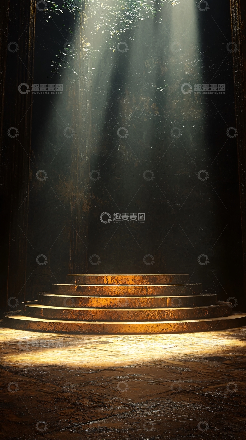 高清大图下载【趣麦麦图】神秘的光线照亮石阶