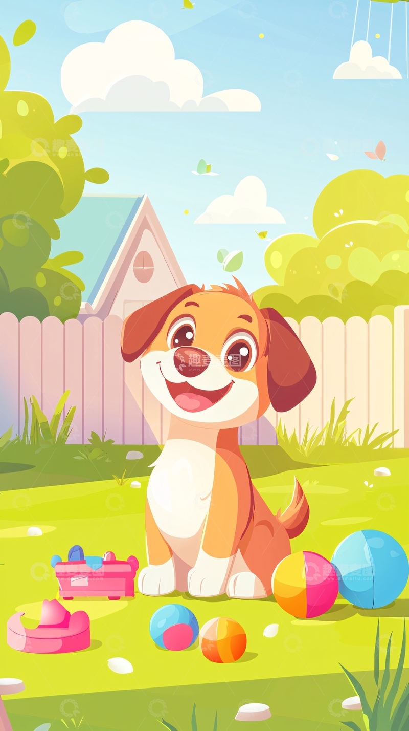 高清大图下载【趣麦麦图】可爱小狗花园玩耍