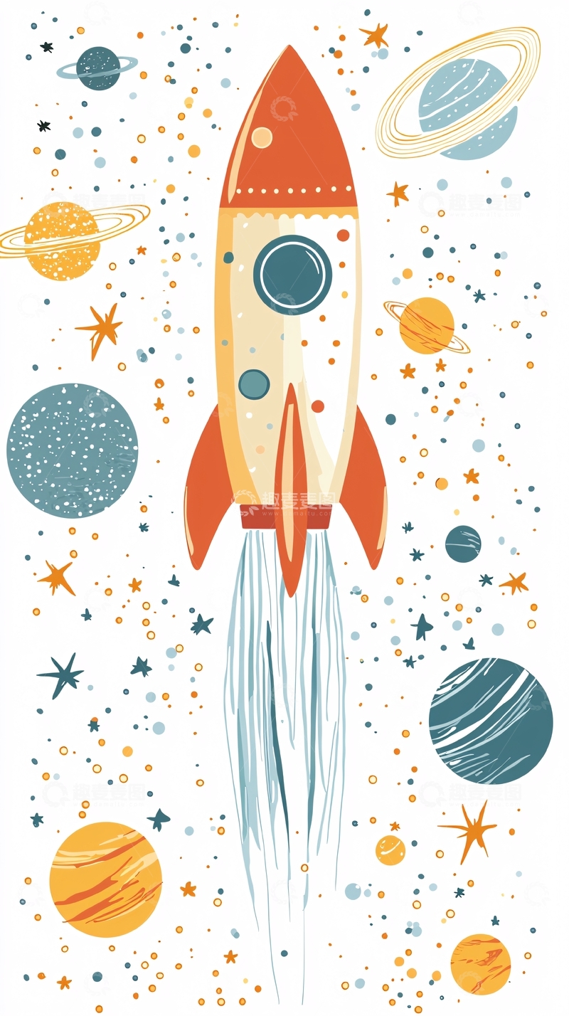 高清大图下载【趣麦麦图】卡通火箭宇宙飞船