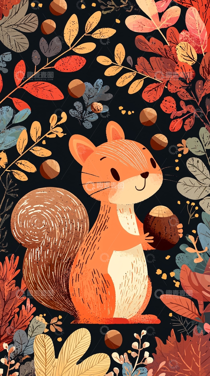 高清大图下载【趣麦麦图】秋天小松鼠