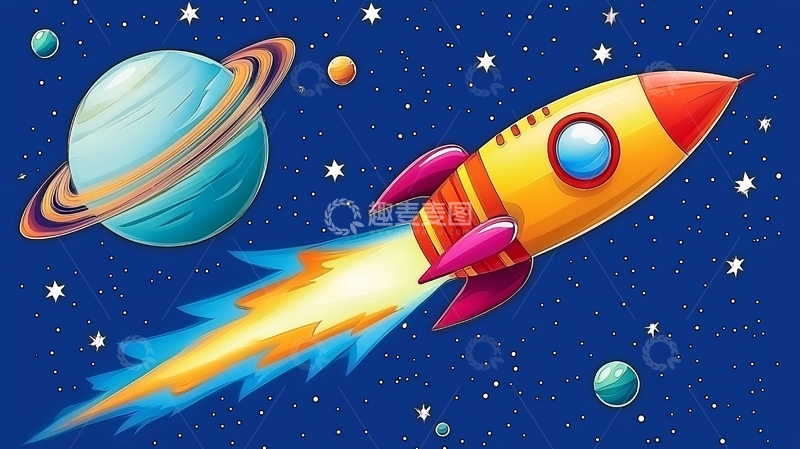 高清大图下载【趣麦麦图】卡通火箭飞船