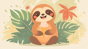 可爱树懒吃冰淇淋