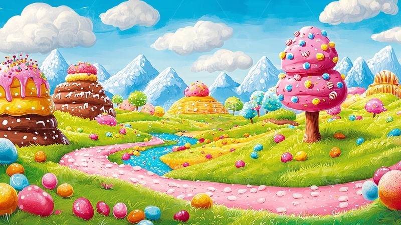 高清大图下载【趣麦麦图】糖果色梦幻田园风光