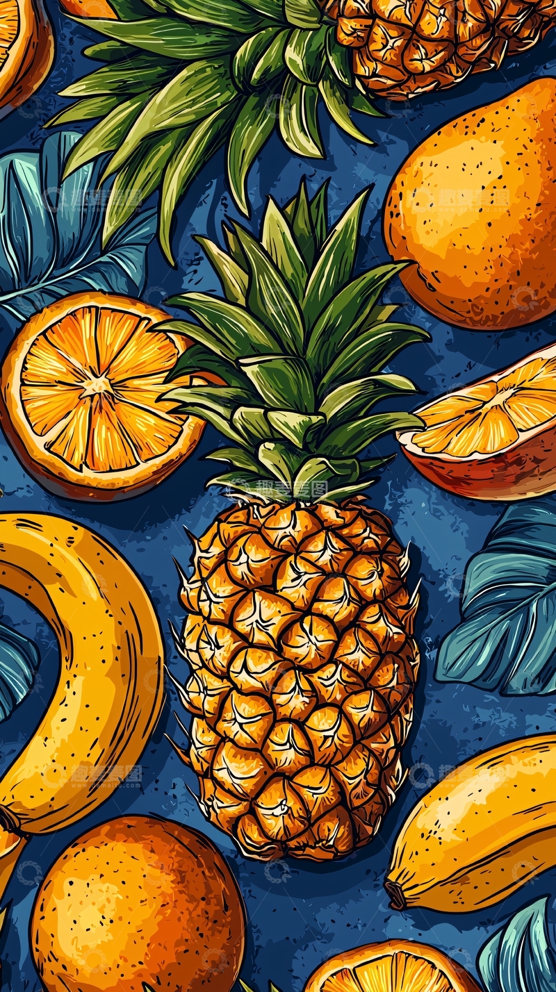 高清大图下载【趣麦麦图】热带水果缤纷图案