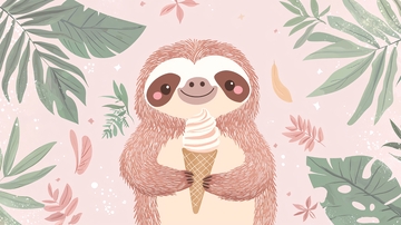 可爱树懒吃冰淇淋