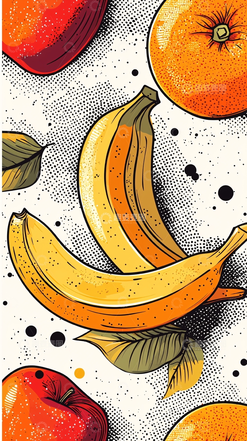 高清大图下载【趣麦麦图】水果漫画风格插画