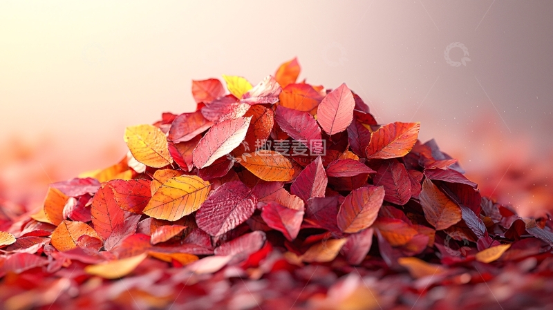 高清大图下载【趣麦麦图】一堆红色和橙色秋叶