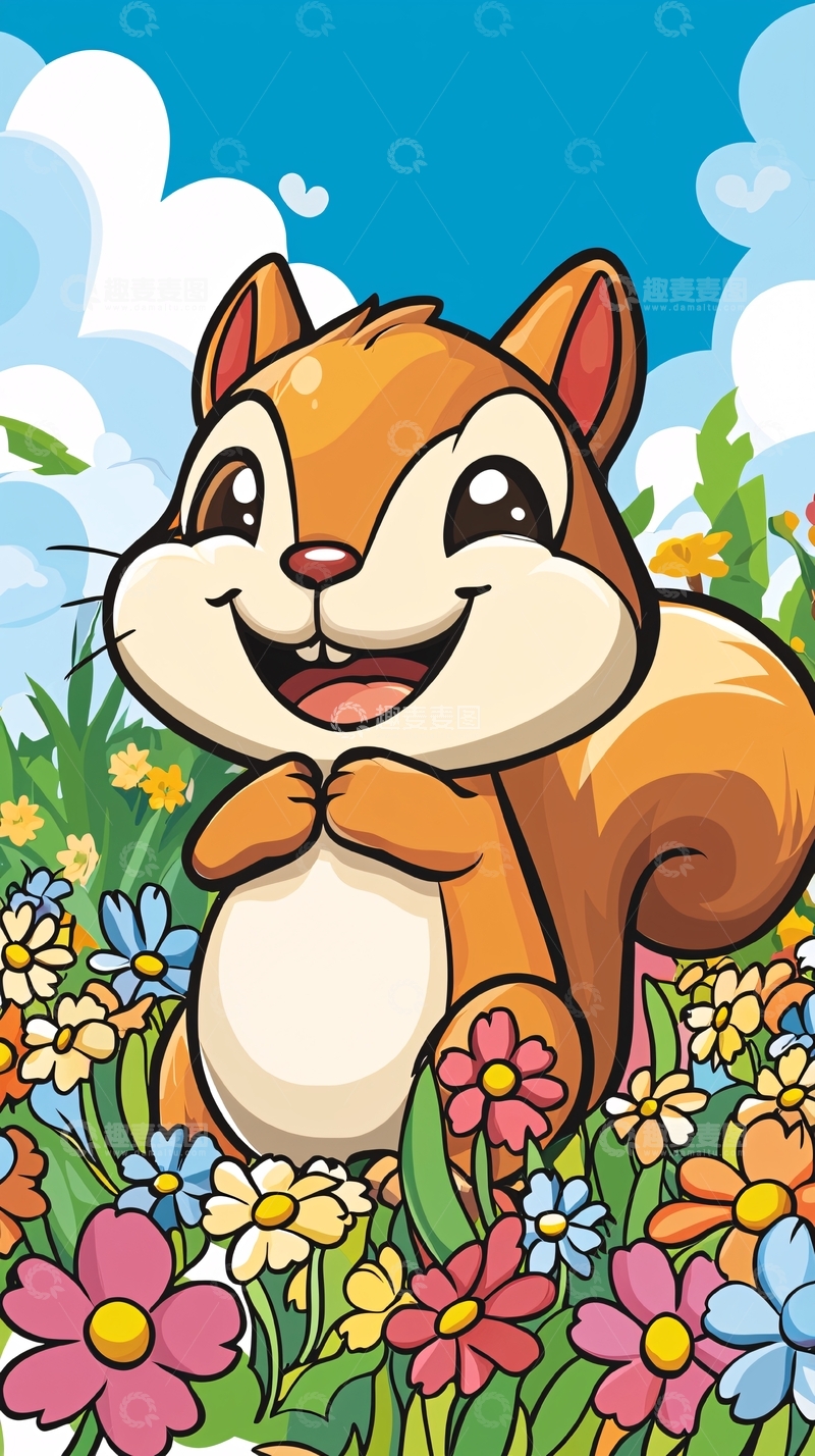 高清大图下载【趣麦麦图】可爱卡通小松鼠