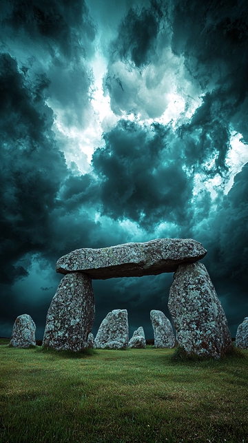 暴风雨下的史前巨石阵