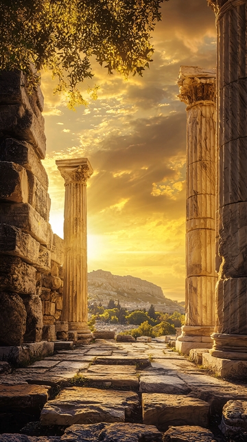 夕阳下的古希腊遗址