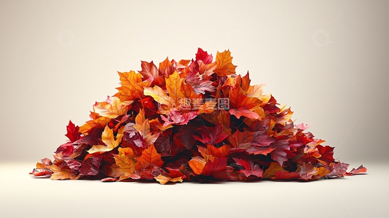 高清大图下载【趣麦麦图】一堆彩色秋叶的特写