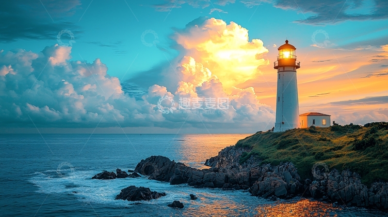 高清大图下载【趣麦麦图】海边灯塔