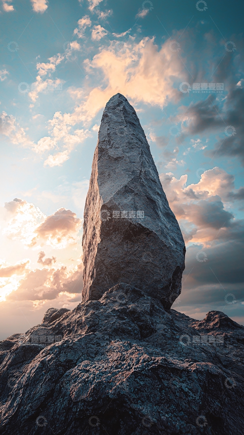 高清大图下载【趣麦麦图】落日余晖下的巨大岩石