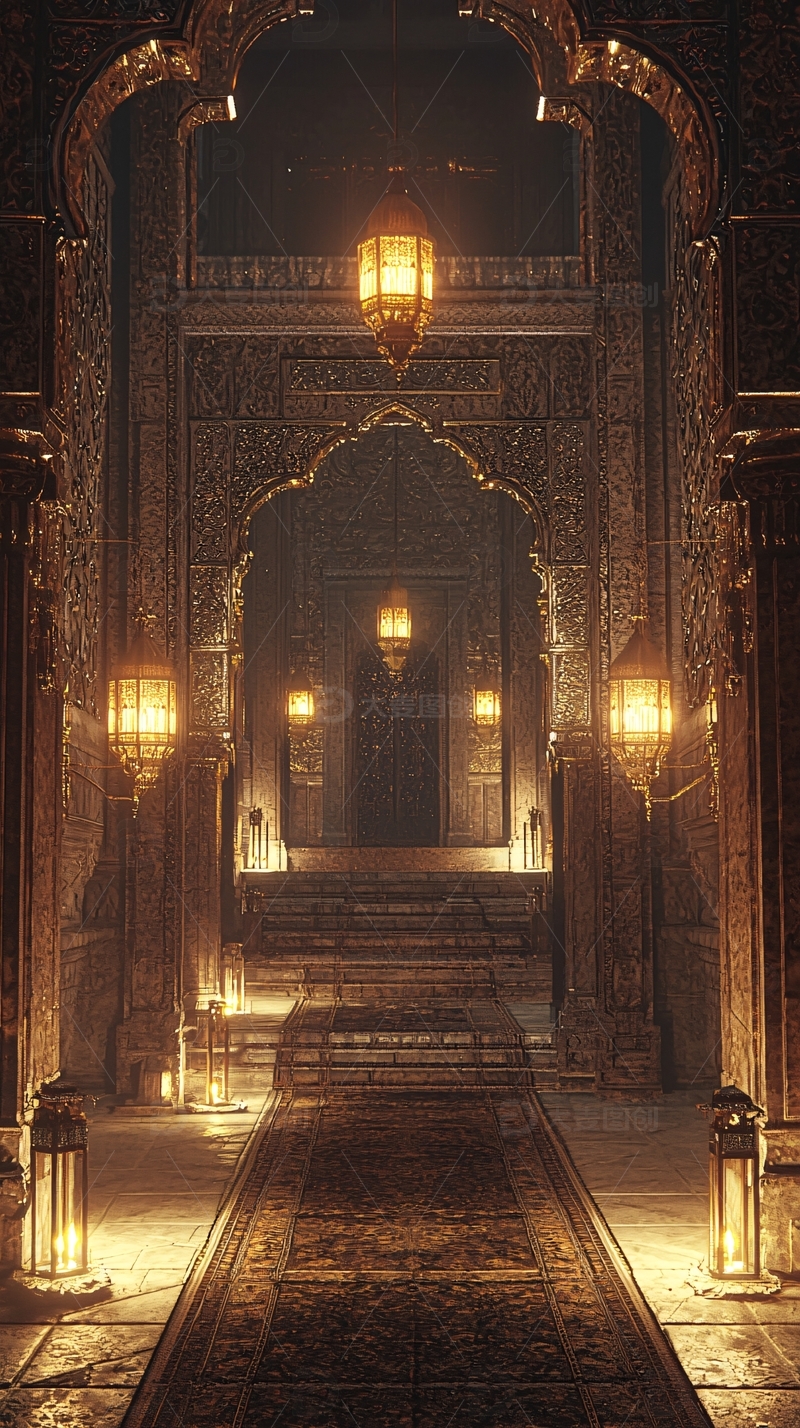 高清大图下载【趣麦麦图】暗黑风格华丽宫殿走廊