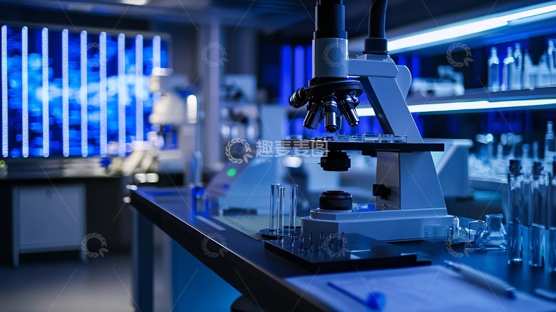 高清大图下载【趣麦麦图】蓝色灯光下的现代化实验室