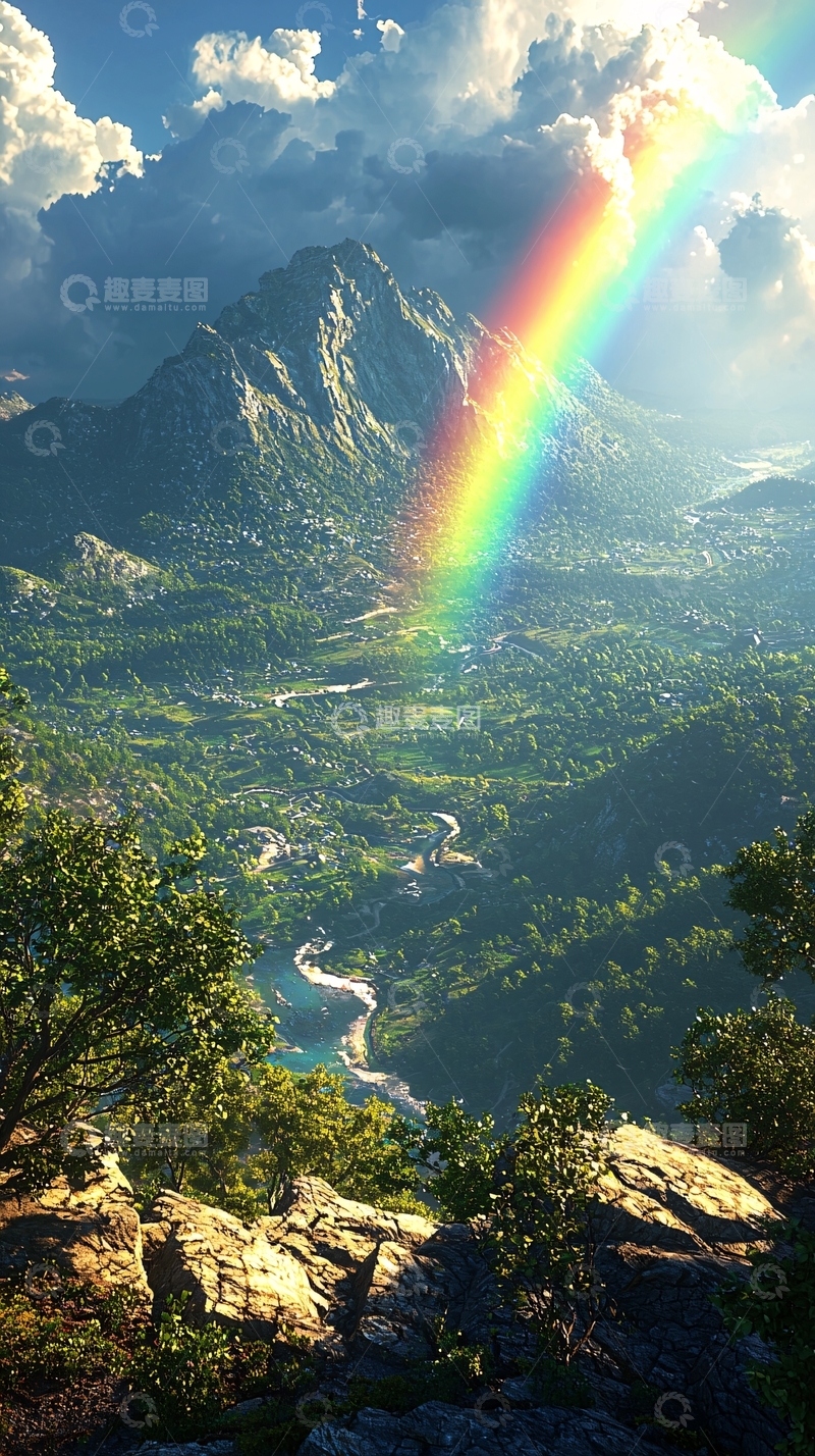 高清大图下载【趣麦麦图】山间彩虹