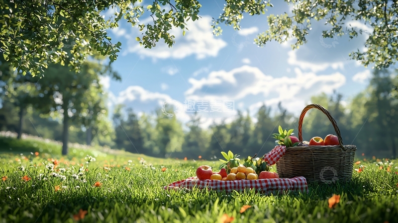 高清大图下载【趣麦麦图】阳光明媚的野餐场景