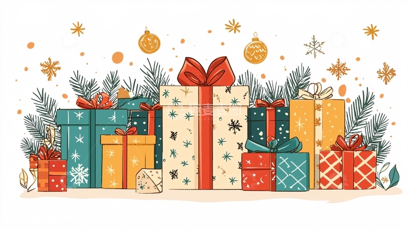 高清大图下载【趣麦麦图】节日礼品盒插画