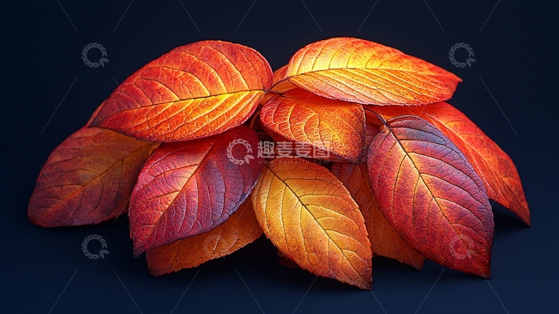高清大图下载【趣麦麦图】秋季多彩落叶堆叠