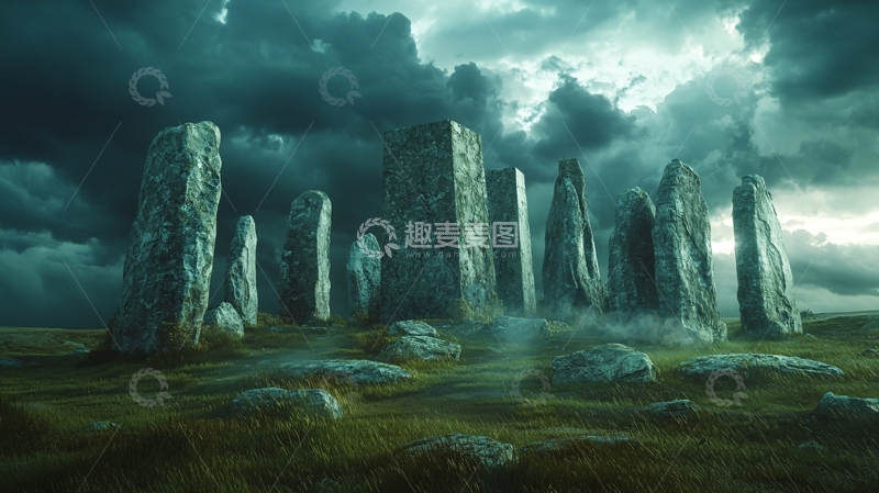 高清大图下载【趣麦麦图】暴风雨下的古老巨石阵