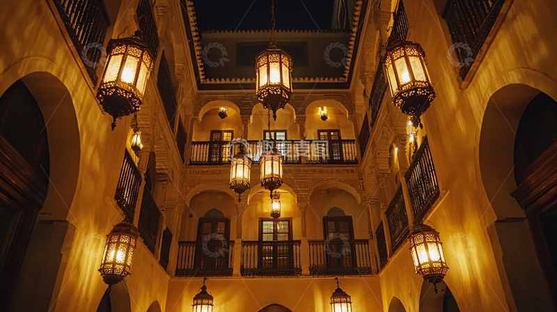 高清大图下载【趣麦麦图】阿拉伯风格建筑夜景