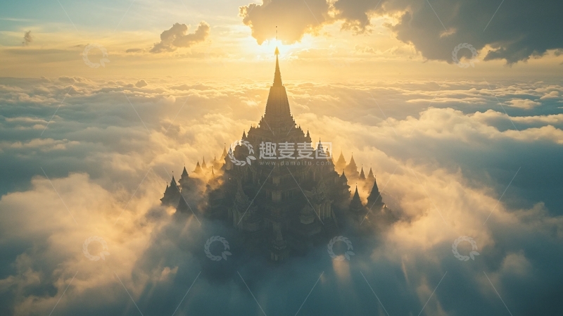 高清大图下载【趣麦麦图】云海佛塔