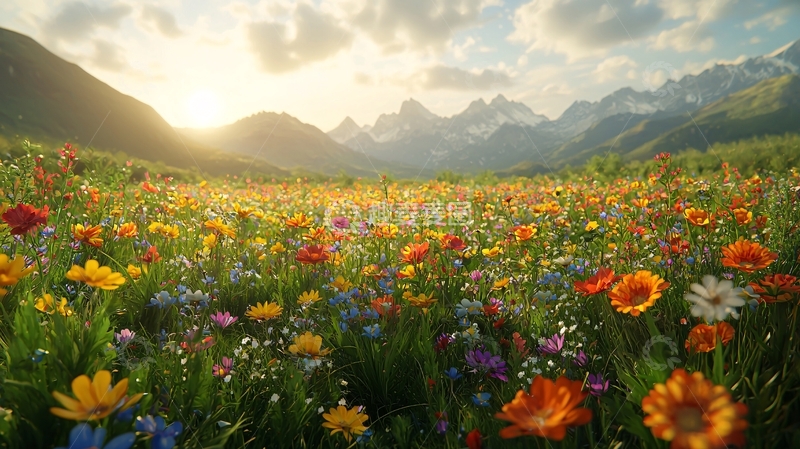 高清大图下载【趣麦麦图】阳光下的美丽花田